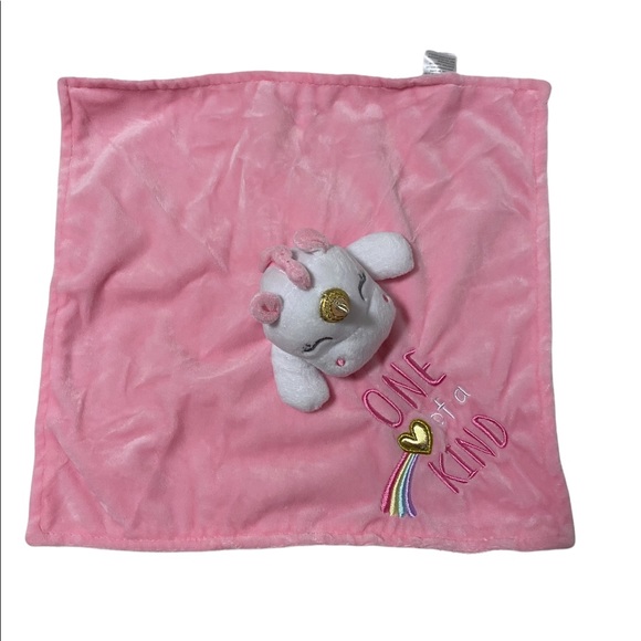 Baby starters pink white unicorn lovey security blanket - Picture 1 of 5